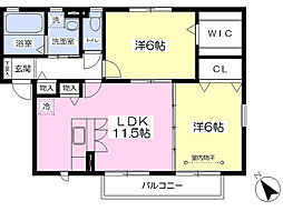 クレシェンテ 2LDKの間取図画像