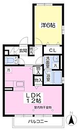 喜楽里中原 1LDKの間取図画像
