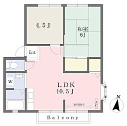 ウィンディア生駒B 2LDKの間取図画像