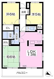 セトルコートダイセン 3LDKの間取図画像