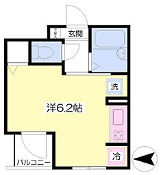 グリーンベレオ 3階ワンルームの間取り