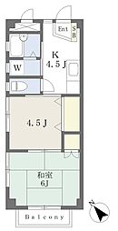 東京メトロ東西線 浦安駅 徒歩17分の賃貸マンション 2階2Kの間取り