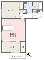 江戸川区平井5丁目マンション 2LDKの間取図画像