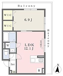 ParkWisteria菊川 1LDKの間取図画像