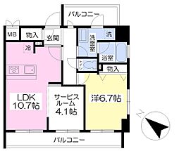 ブルージュタワー 1SLDKの間取図画像