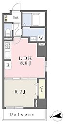 ル・ポール明石本町 4階1LDKの間取り