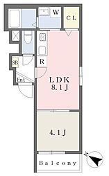 S-アトールII 1LDKの間取図画像