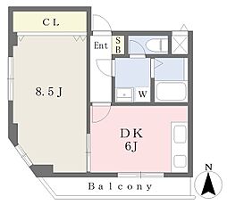 サンナイトハイツ 1DKの間取図画像