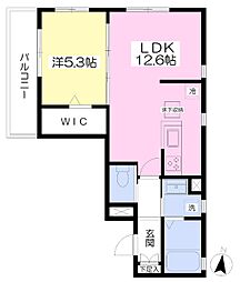 ウィステリア熊内 1LDKの間取図画像