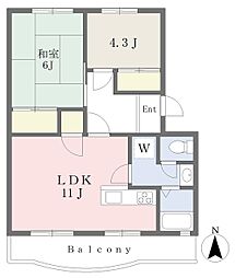 第一イワサキビル 2LDKの間取図画像