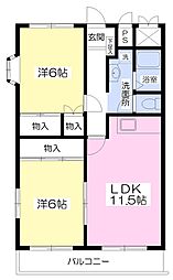 ヒルズ上ノ丸1 2LDKの間取図画像