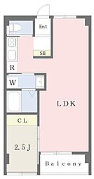 WhiteVilla2 1LDKの間取図画像