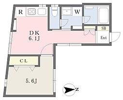 リエゾン 1階1DKの間取り