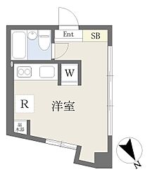 シティマンション東中野 4階ワンルームの間取り