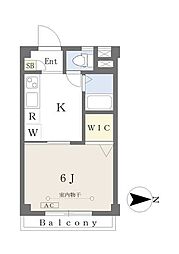 フラット.フォー 1Kの間取図画像