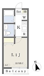 八景舎方南町 1Kの間取図画像