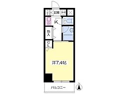 ベルビューレ江坂弐番館 2階1Kの間取り