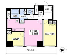 クラヴィーア江坂広芝町 7階2LDKの間取り
