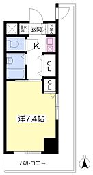 ベルビューレ江坂弐番館 1Kの間取図画像