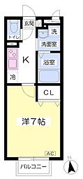 Amour倉 1Kの間取図画像