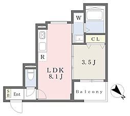 (仮称)F asesia bisou 1LDKの間取図画像