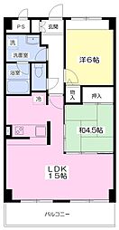 ディアコート摂津 2LDKの間取図画像