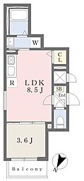 エンデバー千船 1LDKの間取図画像