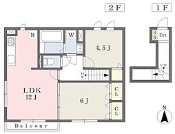 Ｃａｓａ　Ｏｌｉｖｅ 2階2LDKの間取り