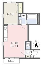 グレースコート 1階1LDKの間取り