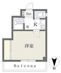 ヴィル・ヌーブＳ 301 3階1Kの間取り