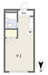 シャトー八島 1Kの間取図画像