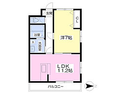 フレーヴァー七瀬川 1LDKの間取図画像