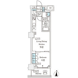 フロンティアレジデンス錦糸公園 4階1LDKの間取り
