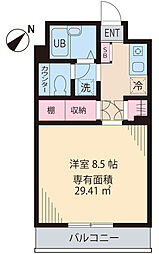 サウンドピア 2階1Kの間取り