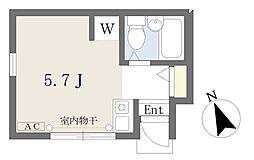 プラゼールＫ 1階ワンルームの間取り
