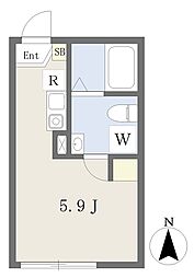 ＣＯＭＯＤＯＬＡＮＤ西新井 3階ワンルームの間取り