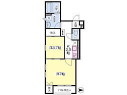 ソレイユ・ルヴァン 3階2Kの間取り