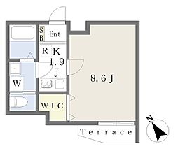 グランシャレー千住大橋 1階1Kの間取り
