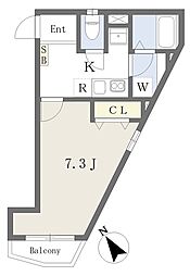 グランシャレー千住大橋 3階1Kの間取り