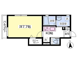 シャルマン.E 1Kの間取図画像