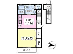 ヴェルドミール 1DKの間取図画像