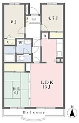 ベルベデーレ六木 3LDKの間取図画像