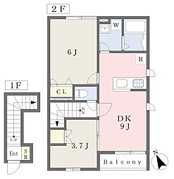 エーゼルハイム 2DKの間取図画像