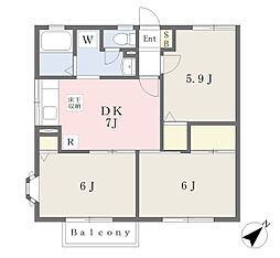 グリーンハウスA 3DKの間取図画像