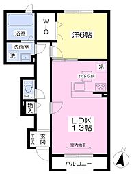 クラルテ泉A 1LDKの間取図画像