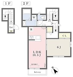スプリングベル 1LDKの間取図画像