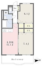 クレール泉 2LDKの間取図画像