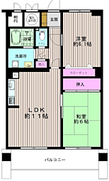 パールハイム東戸塚 2LDKの間取図画像