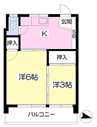 新葛西橋マンション 2Kの間取図画像
