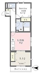 ＢＲＡＭＡ多摩川 2階1SLDKの間取り